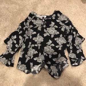 Flowy, floral long sleeve top